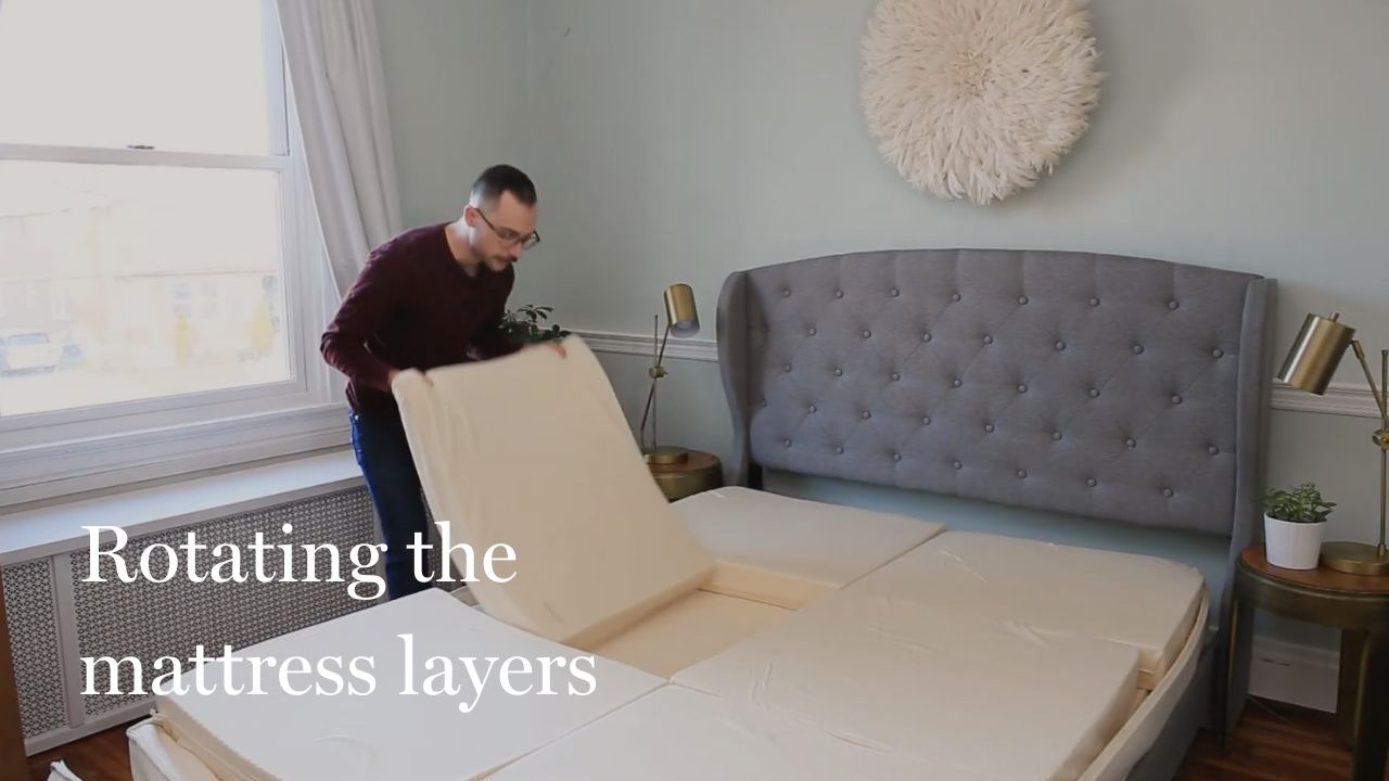 Charger la vidéo : Rotate the layers to extend your Obasan&#39;s mattress lifespan