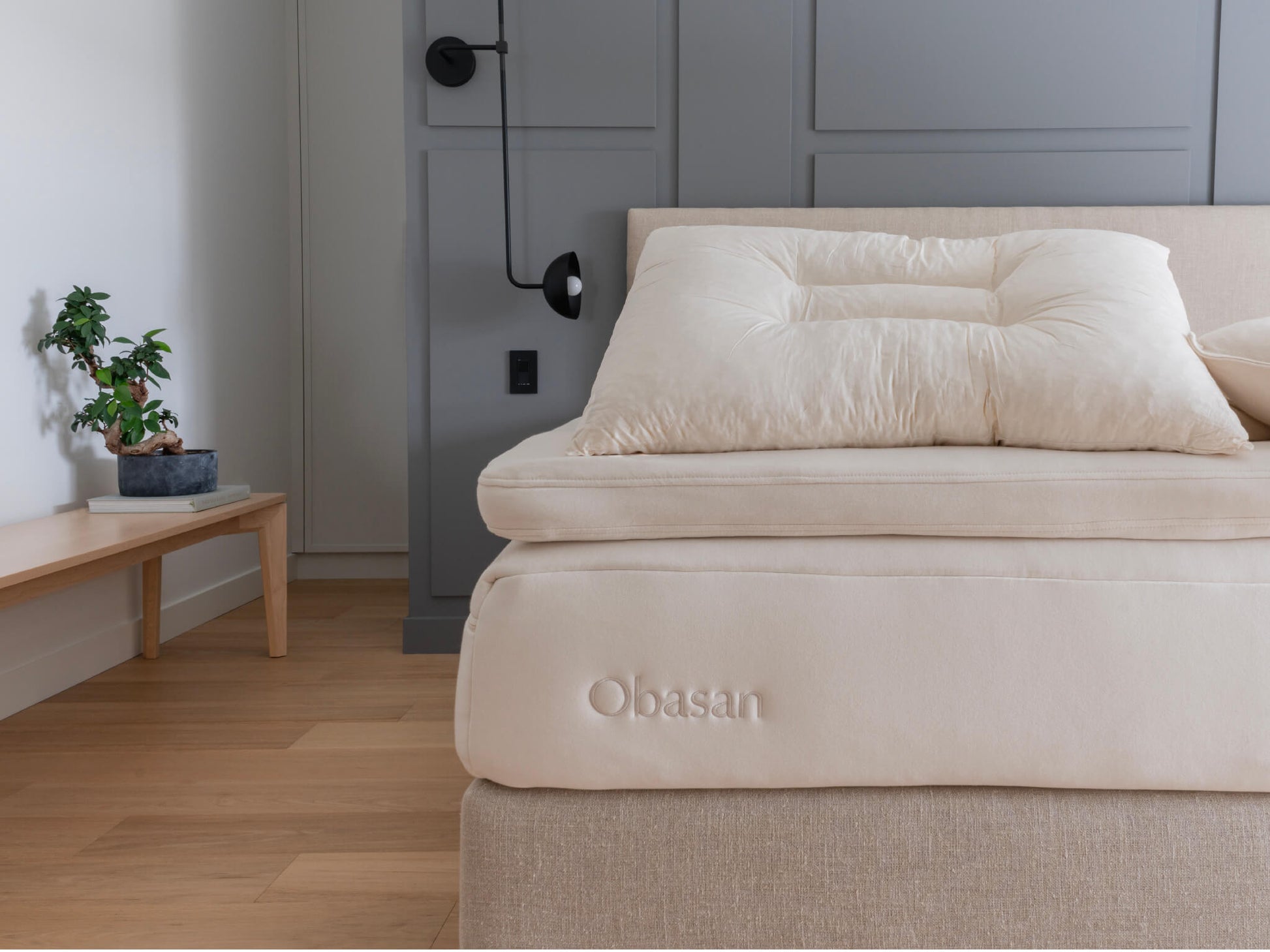Organic contour pillow in an Obasan mattress